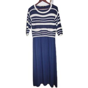 Weekend Max Mara Helier jumper midi dress striped navy blue small